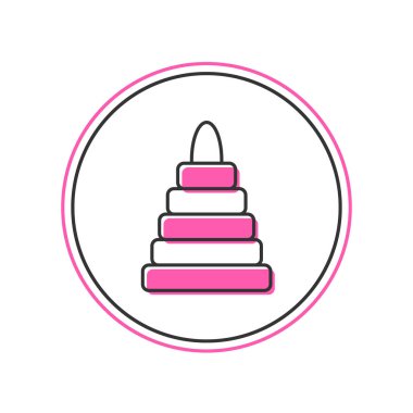 Beyaz arkaplanda izole edilmiş ana hatlı oyuncak ikonu. Vektör.