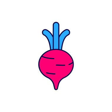 Beyaz arka planda izole edilmiş taze pancar yapraklı ikon. Doğal Kök. Yiyecek için sebze karışımı. Vektör.