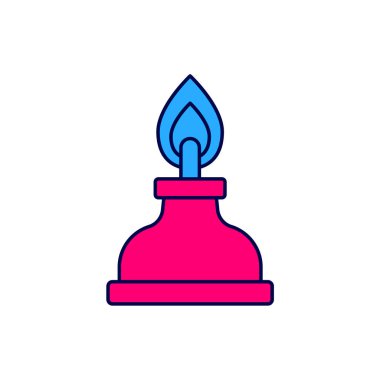 Beyaz arkaplanda izole edilmiş ana hatlı alkol veya ruh yakıcı simgesi. Kimyasal ekipman. Vektör.