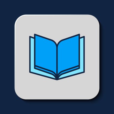 Mavi arkaplanda özet açık kitap simgesi izole edildi. Vektör.