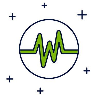 Doldurulmuş kalp atış hızı simgesi beyaz arkaplanda izole edildi. Kalp atışı işareti. Kalp atışı ikonu. Kardiyogram simgesi. Vektör.