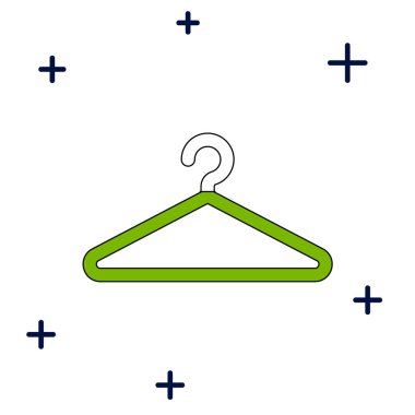 Doldurulmuş ana hatlı elbise dolabı simgesi beyaz arkaplanda izole edilmiş. Vestiyer ikonu. Kıyafet servis sembolü. Çamaşır askı tabelası. Vektör.