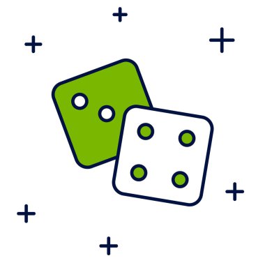 Doldurulmuş oyun zar simgesi beyaz arkaplanda izole edildi. Kumarhane kumarı. Vektör.