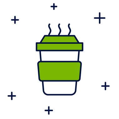 Beyaz arka planda izole edilmiş bir şekilde kahve bardağını doldurdum. Vektör.