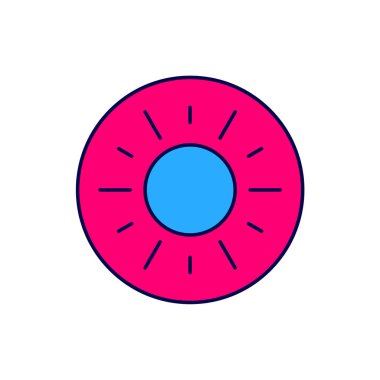 Doldurulmuş ana hatlı Sun simgesi beyaz arkaplanda izole edildi. Vektör.