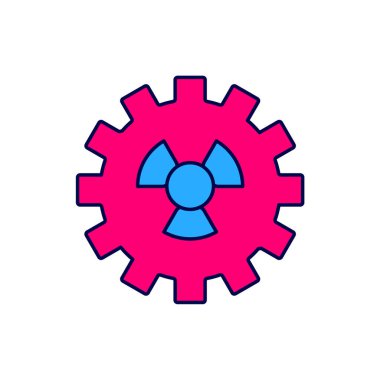 Beyaz arkaplanda izole edilmiş Radyoaktif simge dolduruldu. Radyoaktif zehirli sembol. Radyasyon tehlikesi işareti. Vektör.