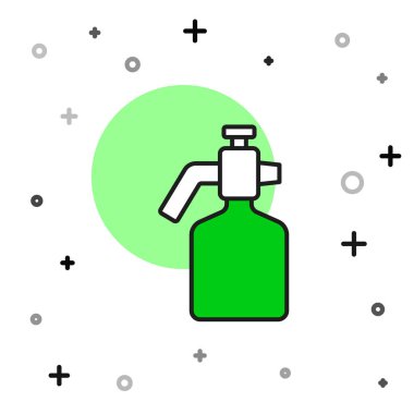 Beyaz arkaplanda izole edilmiş ana hatlı sprey tabanca ikonu. Vektör.