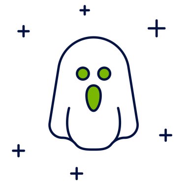 Doldurulmuş Hayalet simgesi beyaz arkaplanda izole edildi. Mutlu Cadılar Bayramı Partisi. Vektör.