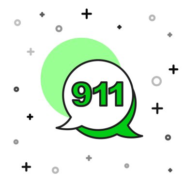 Beyaz arka planda izole edilmiş 911 ikonuyla dolu bir telefon hattı. Polis, ambulans, itfaiye, çağrı, telefon. Vektör.