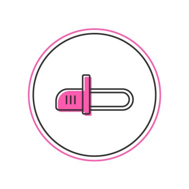 Doldurulmuş zincir testere simgesi beyaz arkaplanda izole edildi. Vektör.