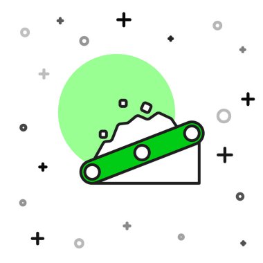 Filled outline Conveyor belt carrying coal icon isolated on white background. Vector.