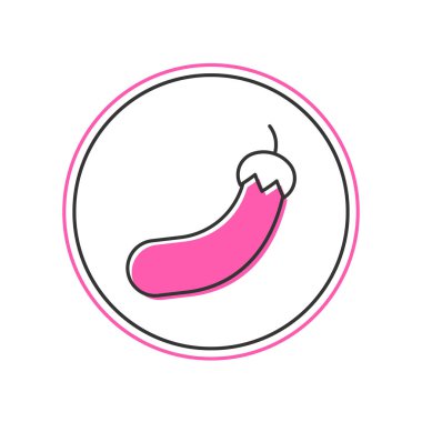 Beyaz arkaplanda izole edilmiş ana hatlı patlıcan simgesi. Vektör.