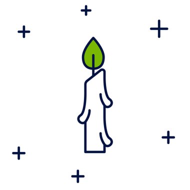 Filled outline Burning candle icon isolated on white background. Cylindrical candle stick with burning flame. Vector.