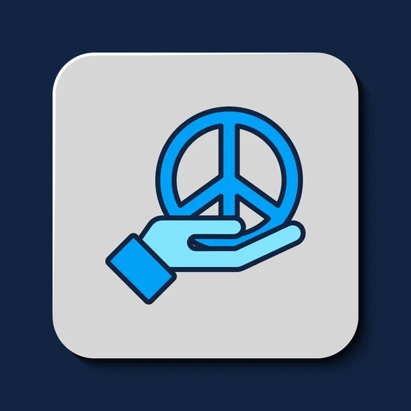 Contour Rempli Icône Paix Isolée Sur Fond Bleu Symbole Hippie — Image vectorielle