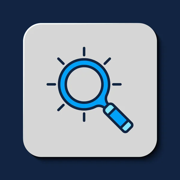 Filled Outline Magnifying Glass Icon Isolated Blue Background Search Focus — Stock vektor