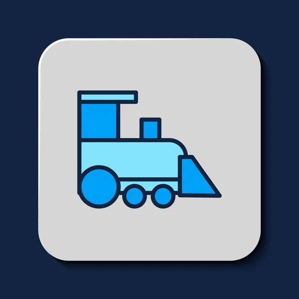Filled Outline Toy Train Icon Isolated Blue Background Vector — Stock Vector