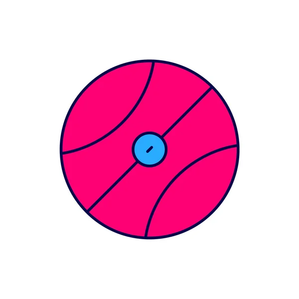 充填アウトライン白地に隔離されたバスケットボールのアイコン スポーツシンボル ベクトル — ストックベクタ