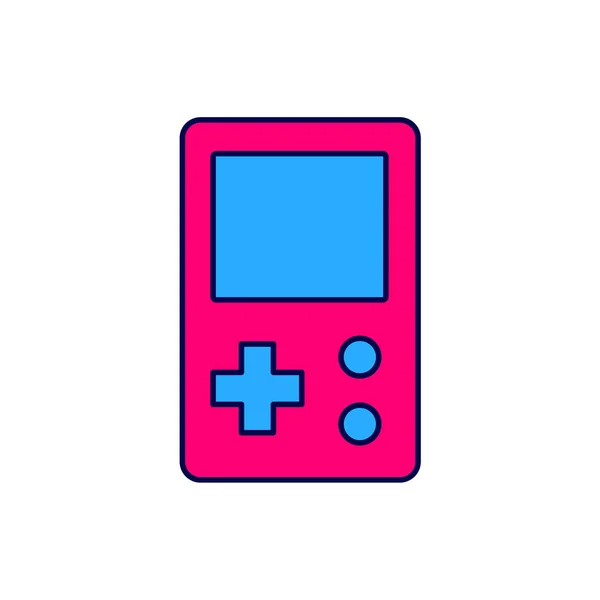 Fylld Skiss Portable Tetris Elektroniska Spel Ikon Isolerad Vit Bakgrund — Stock vektor