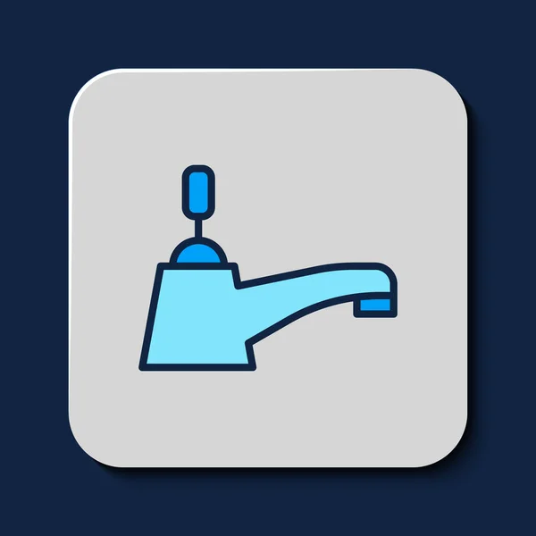 Filled Outline Water Tap Icon Isolated Blue Background Vector — стоковый вектор