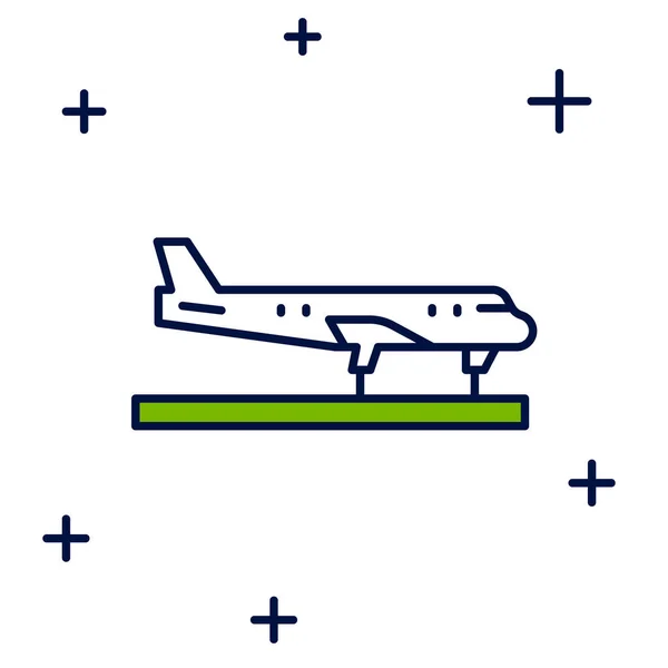 Filled Outline Plane Icon Isolated White Background Flying Airplane Icon —  Vetores de Stock