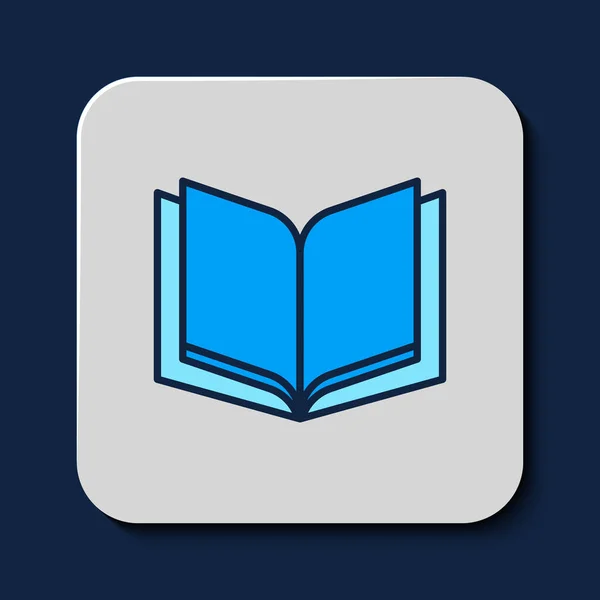 Esquema Rellenado Icono Libro Abierto Aislado Sobre Fondo Azul Vector — Vector de stock