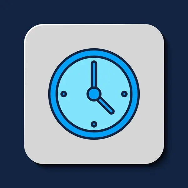 Filled Outline Clock Icon Isolated Blue Background Time Symbol Vector — Stock Vector