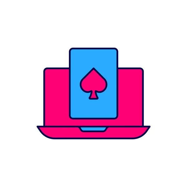 Заполненный Очертания Онлайн Покер Таблице Значок Игры Изолированы Белом Фоне — стоковый вектор