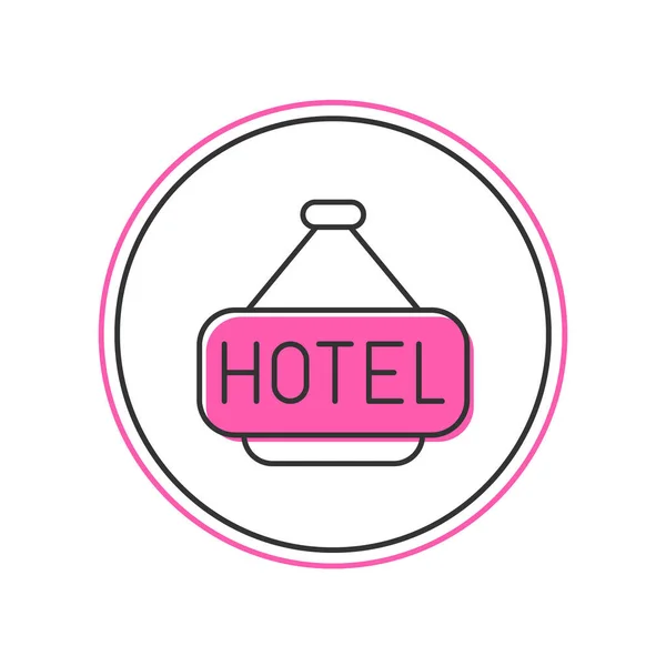 Kitöltött Körvonal Jelzőtábla Kültéri Hirdetés Szöveggel Hotel Ikon Elszigetelt Fehér — Stock Vector