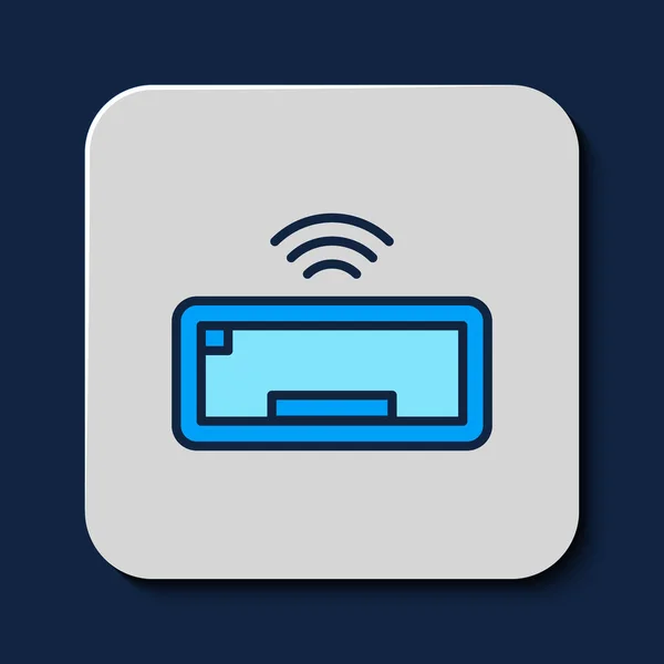 填充轮廓计算机键盘图标孤立在蓝色背景 Pc组件标志 — 图库矢量图片