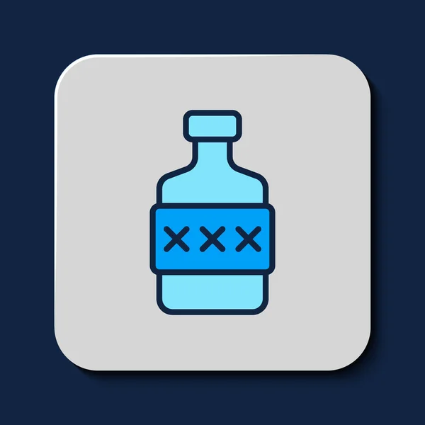 Filled Outline Whiskey Bottle Icon Isolated Blue Background Vector — Stock Vector