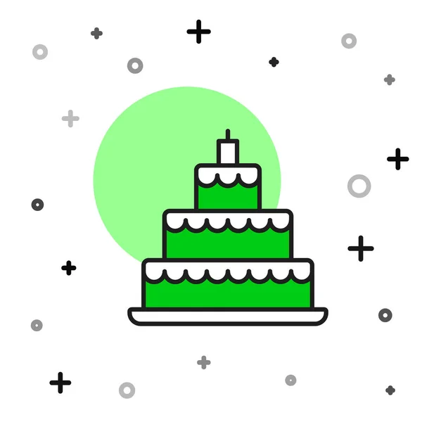 填充轮廓婚礼蛋糕图标孤立在白色背景 — 图库矢量图片