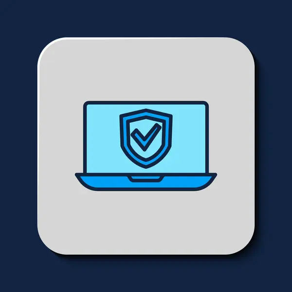 Заполненный Очертания Страхование Онлайн Иконка Изолированы Синем Фоне Безопасность Безопасность — стоковый вектор