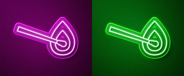 Leuchtende Neon Linie Brennendes Streichholz Mit Feuer Symbol Isoliert Auf — Stockvektor