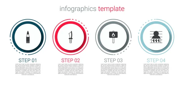 Set Bullet Military Knife Protest Suspect Criminal Business Infographic Template — Stock Vector