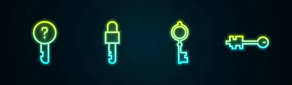 Zeile Undefinierter Schlüssel Verschlossen Alt Und Leuchtende Leuchtschrift Vektor — Stockvektor