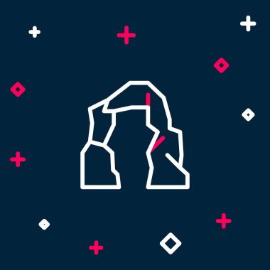 Hat Grand Canyon simgesi mavi arkaplanda izole edildi. Arizona 'daki ulusal park. Renkli taslak konsepti. Vektör.