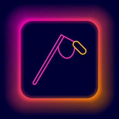 Parlayan neon hattı mikrofon simgesi siyah arkaplanda izole edildi. Radyodaki mikrofondan. Sözcü işareti. Renkli taslak konsepti. Vektör.