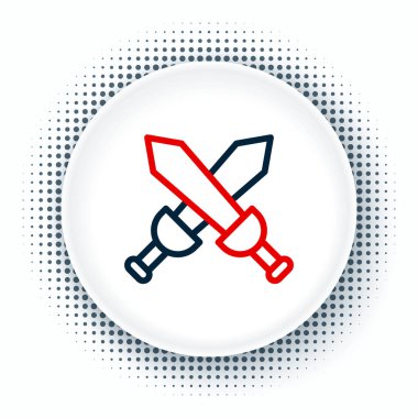 Ortaçağ kılıç simgesini beyaz arka planda izole ettim. Ortaçağ silahı. Renkli taslak konsepti. Vektör.