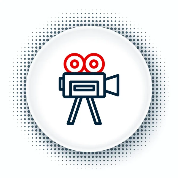 Linia Retro Ikona Kamery Kinowej Izolowana Białym Tle Kamera Wideo — Wektor stockowy