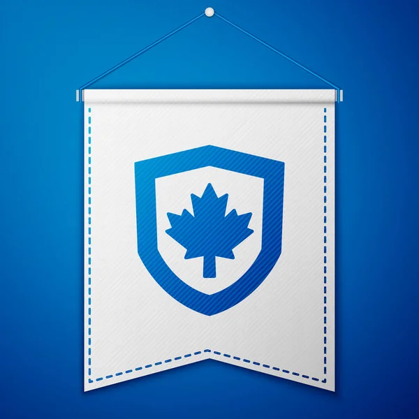 Blaue Kanada Flagge Auf Schildsymbol Isoliert Auf Blauem Hintergrund Weiße — Stockvektor