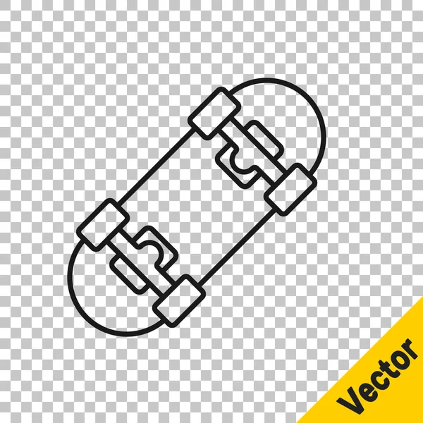 Ligne Noire Icône Skateboard Isolé Sur Fond Transparent Sport Extrême — Image vectorielle