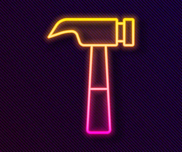 Glowing Neon Line Hammer Icon Isolated Black Background Tool Repair — Stock Vector