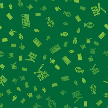 Müzik sentezleyici davulunu bagetlerle ve mikrofonla kusursuz bir şekilde ayarla. Vektör.