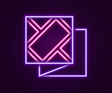 Parlayan neon çizgisi Katlanmış harita simgesi siyah arkaplanda izole edildi. Renkli taslak konsepti. Vektör.