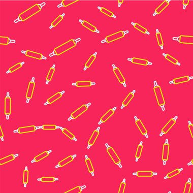 Çizgi Rolling pin simgesi kırmızı arkaplanda izole edilmiş pürüzsüz desen. Vektör.