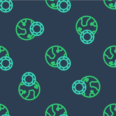 Line Casino çipleri simgesi mavi arka planda izole edilmiş. Kumarhane kumarı. Vektör.