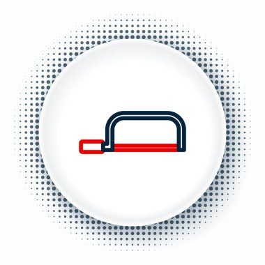 Demir Testere çizgisi simgesi beyaz arkaplanda izole edildi. Tahta ve metal testeresi. Renkli taslak konsepti. Vektör.