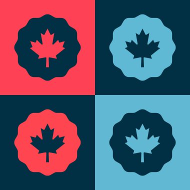 Pop Art Kanada akçaağaç yaprağı simgesi renk arkaplanında izole. Kanada sembolü akçaağaç yaprağı. Vektör.