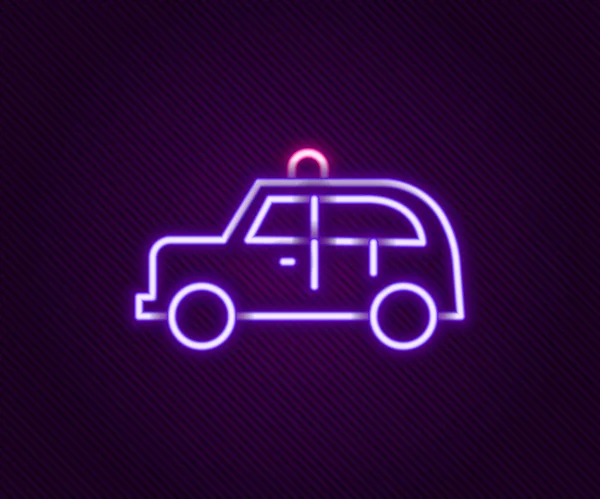 Leuchtende Neon Linie Taxi Auto Symbol Isoliert Auf Schwarzem Hintergrund — Stockvektor