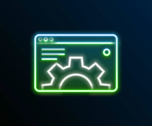 Leuchtende Leuchtschrift Browser Einstellung Symbol Isoliert Auf Schwarzem Hintergrund Anpassung — Stockvektor